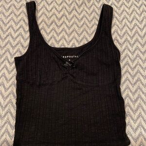 Aeropostale Black Ribbed Tank Top – Small, Bow Detail